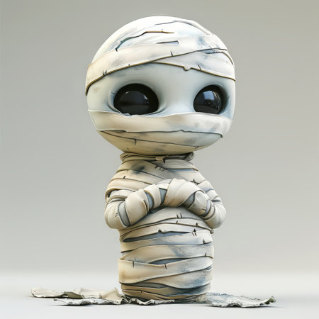 3d illustration of an alien with a crumpled sheet of paperの素材