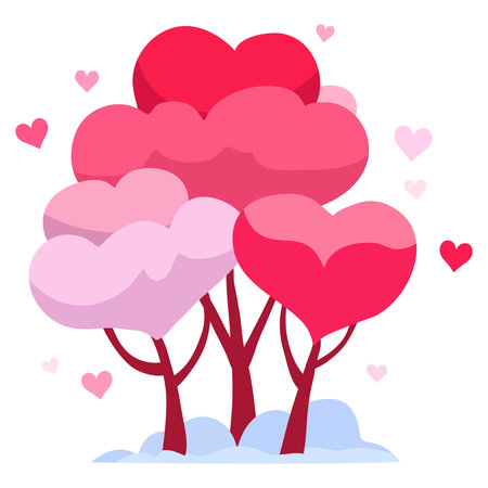 Valentine's day background with heart trees. Vector illustration.のイラスト素材