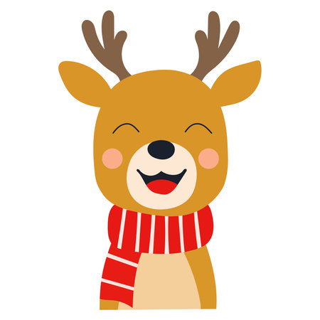Cute cartoon reindeer with scarf.のイラスト素材