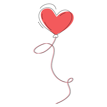 Red heart balloon on a white background. Vector illustration for your designのイラスト素材