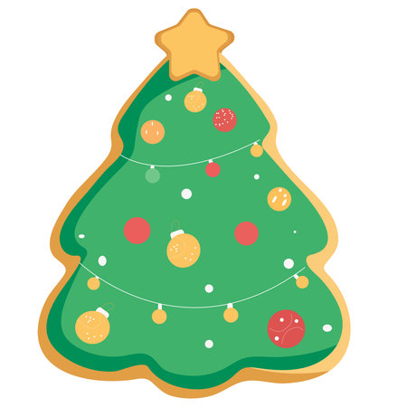 Christmas tree with ornaments. Vector illustration on white background.のイラスト素材