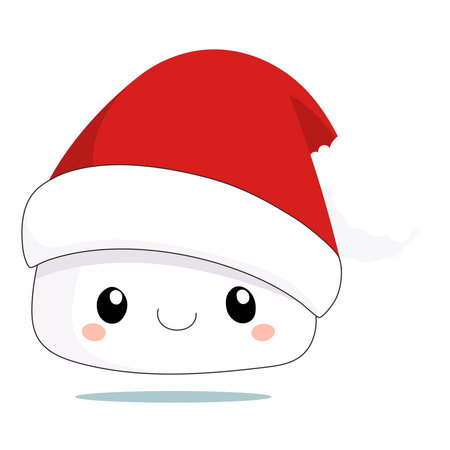 Cute cartoon Santa Claus face with red hat. Vector illustration.のイラスト素材