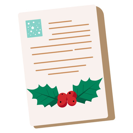 Clipboard with holly berry. Vector illustration in flat style.のイラスト素材