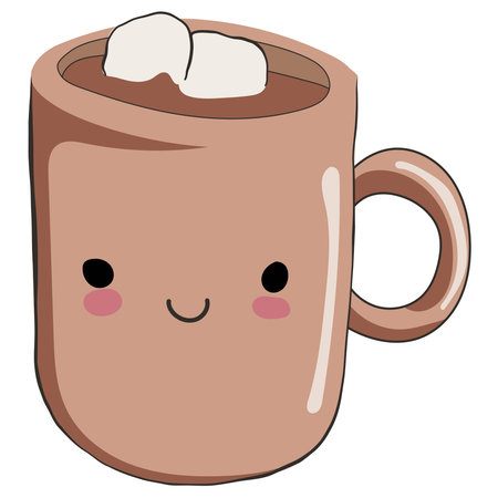 Coffee mug with marshmallows, vector illustration on white background.のイラスト素材