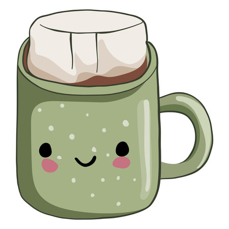 Coffee mug with marshmallow, vector illustration on white background.のイラスト素材