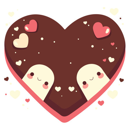 Illustration of a Cute Chocolate Candies in Heart Shape.のイラスト素材