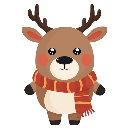 Cute reindeer with scarf cartoon vector illustration design graphic flatのイラスト素材