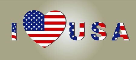 I love USA logo design with american flag colorsのイラスト素材