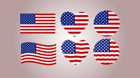 Set of american flags vector designのイラスト素材