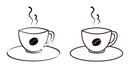 Outline coffee cup set icon vector illustration templateのイラスト素材