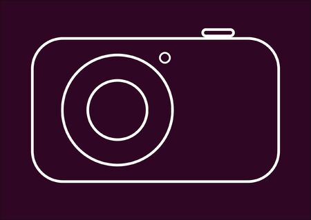 White flat camera icon on dark violet background vector illustrationのイラスト素材