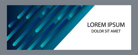Vector abstract template of web banner with geometric blue elements on white background. Universal design for advertising business.のイラスト素材