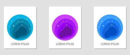 Vertical banners set with colorful abstract background and paper cut shapes. Vector design layout for invitations, flyers, posters etc.のイラスト素材