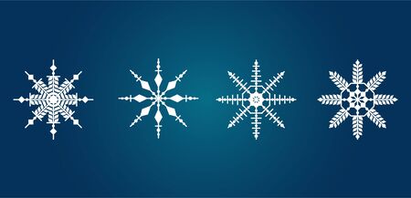 Snowflake vector Icon set. Christmas geometric illustration on blue gradient isolated background.のイラスト素材