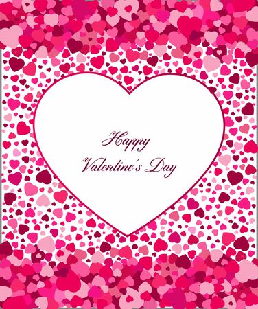Happy Valentines Day luxury greeting card with many pink hearts and text on isolated backgroundのイラスト素材