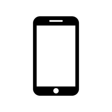 Smartphone icon mockup of black color. Flat vector illustration on white isolated backgroundのイラスト素材