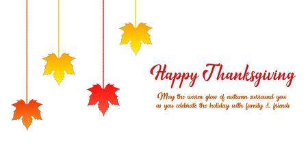 Thanksgiving Greeting Thanksgiving Greeting Card with wishes. Vector illustration with autumn colorful leaves on an isolated background.のイラスト素材