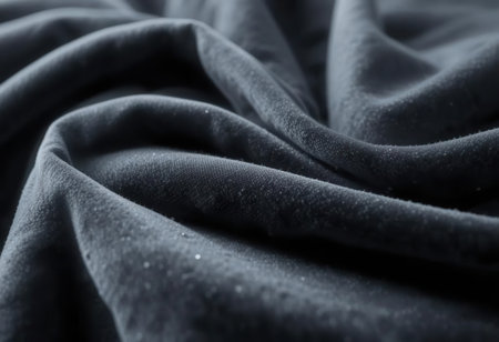 A close-up image of soft black fabric showcasing rich texture and gentle draping. The smooth material invites touch, perfect for various design projects.の素材