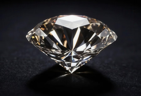 This exquisite diamond gemstone showcases brilliant facets and sparkles elegantly against a dark backdrop, embodying luxury and timeless beauty.の素材