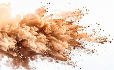Brown Dust Explosion Art, Cosmetic powder dust exploding in slow motion.の素材