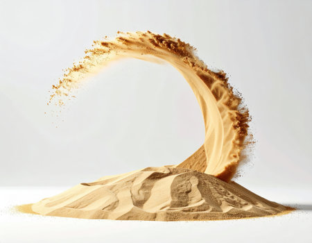 Dynamic Sand Wave Formation, Desert sand splash creating perfect arc.の素材
