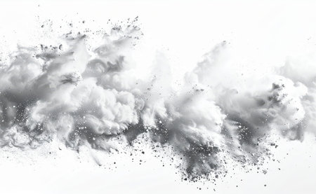 Abstract Cloud Explosion, Fine flour dust particles frozen in explosion.の素材