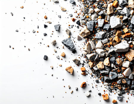 Diverse Collection of Stones, High-speed gravel scatter.の素材