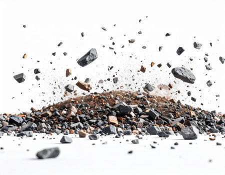 Dust and Rocks Eruption, High-speed gravel scatter.の素材