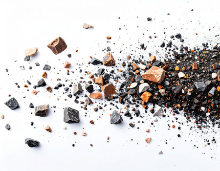 Colorful Stone and Gravel, High-speed gravel scatter.の素材