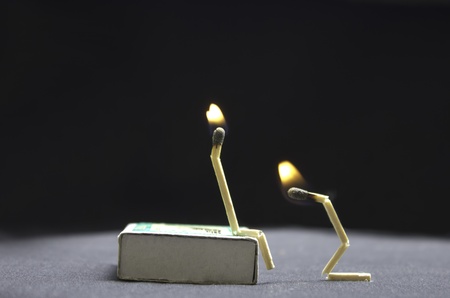 Image of matchsticks representing slave and a master  