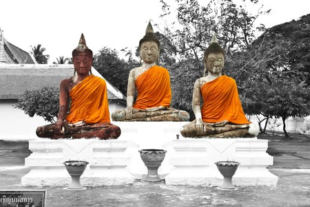 buddha status in chaiya, suratthanee, thailandの写真素材