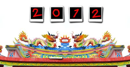 Chinese style dragon statue on roof
