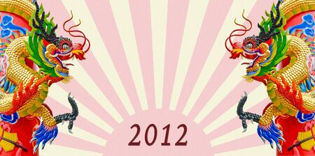 chinese dragon statue on vintage backgroundの写真素材