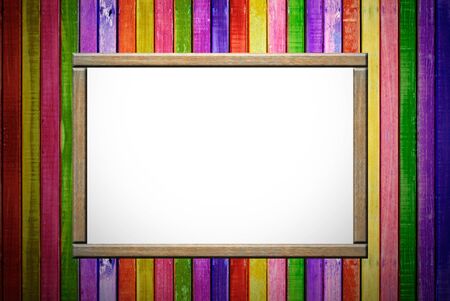 Colorful empty wood advertisementの写真素材