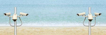 traffic cameras with seascape background