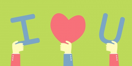 hand holding i love you textのイラスト素材