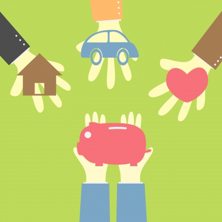 your piggy bank choice to buy your dream のイラスト素材