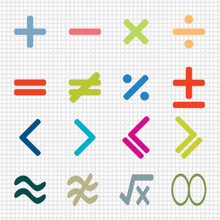 colorful of math icons design set のイラスト素材