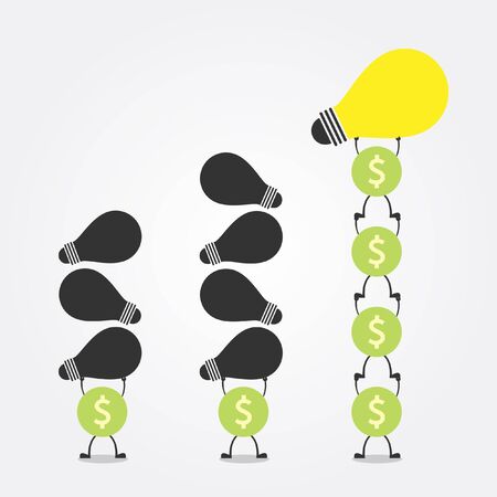 compare between good idea and no ideaのイラスト素材