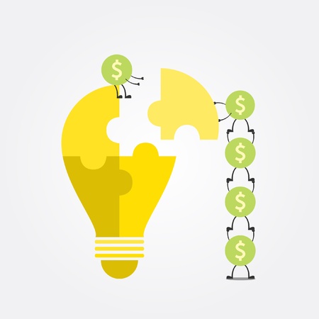 teamwork design edit an idea bulb jigsawのイラスト素材