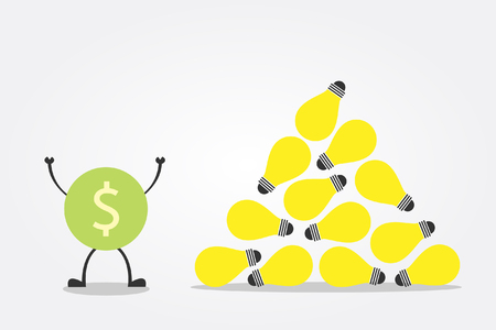 money symbol glad with idea bulbのイラスト素材
