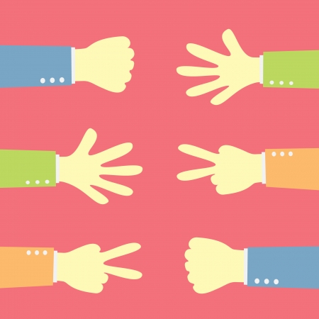Hands playing paper rock scissors のイラスト素材