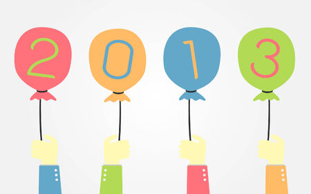 hand show 2013 number with balloonのイラスト素材