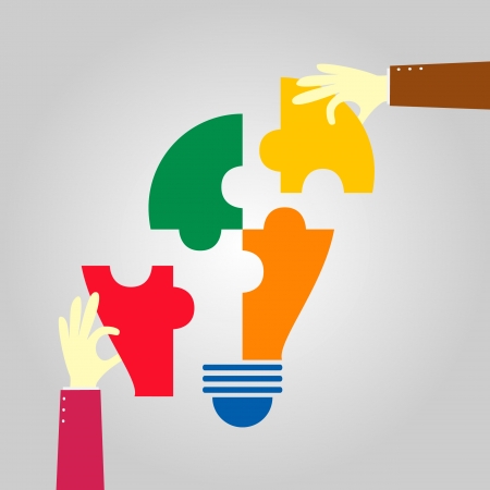 hand pick up a jigsaw bulbのイラスト素材