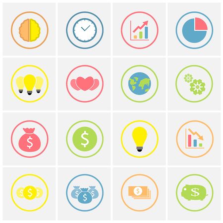 set of colorful business icons in circle , vectorのイラスト素材