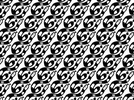abstract snake black and white doodle backgroundのイラスト素材