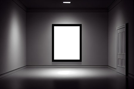 Blank picture frame in the empty room. Mockup, AI Generativeの素材