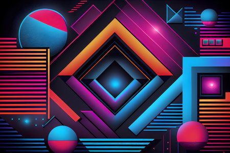 Abstract geometric background with colourful elements. AI Generativeの素材