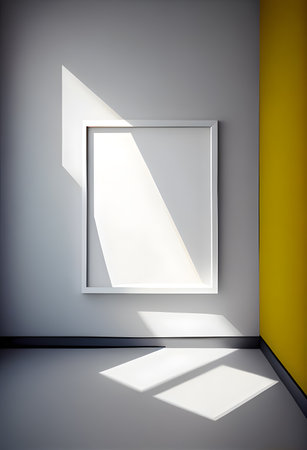 White frame mockup on the wall in the room with shadow from the window. AI Generativeの素材