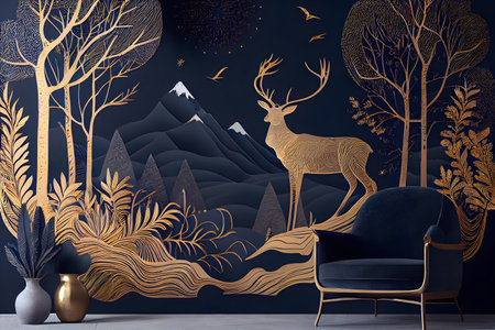Mural wallpaper from the contemporary era Christmas.の素材
